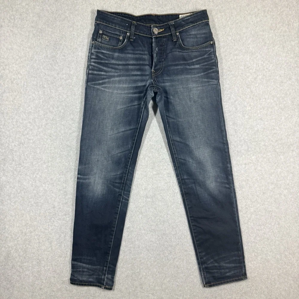 G Star Raw 3301 Low Tapered‎ Jeans Mens 30x32 (30x30) Dark Wash Crazy Whiskered